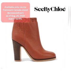 36.5 SEE By Chloe Brown Leather Jane Boots